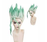 Perruque de cosplay Ishigami Senku - Pour dr.Stone - Vert dégradé - Perruque courte - Costume d'Halloween - Pour fête costumée, spectacle d'anime, événement cosplay, concerts, perruque quotidienne