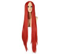 Perruque de cosplay longue et droite - Rouge - 80 m - Pour cosplay (jetable)
