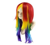 Perruque de cosplay multicolore - Cheveux synthétiques de style arc-en- pour personnages d'anime et fantastiques, perruque légère réglable pour déguisement, divertissement de fête, représentations