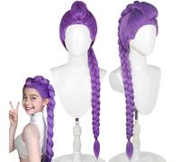 Perruque de cosplay pour costume d'anime, perruque tressée violette pour femmes et hommes, accessoire de cosplay d'Halloween pour chanteur pop (Violet)