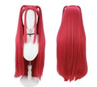 Perruque de cosplay pour costume d'anime, perruque tressée violette pour femmes et hommes, accessoire de cosplay d'Halloween pour chanteur pop (Rouge)