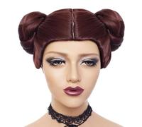 Perruque de Cosplay Princesse Leia Double Chignon Cheveux Synthétiques Anime Cosplay Perruques Synthétiques Fille Femmes Hommes Perruques
