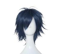 Perruque de Cosplay synthétique bleue for hommes, 1 pièce, perruques superposées courtes et lisses for jeunes gens