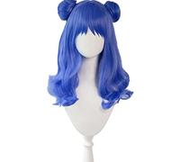 Perruque de cosplay Tokyo Mew Mew Aizawa Minto - Bleue - Longue perruque bouclée - Avec bonnet gratuit - Pour Noël, carnaval, Halloween, cosplay, taille unique, comme montré