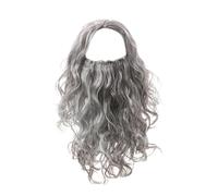 Perruque de costume d'Halloween - Cheveux longs gris bouclés avec barbe assortie | Perruques de magicien Jésus pour cosplay, fête, déguisement, hommes et adolescents, accessoires d'Halloween pour
