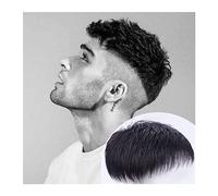 Perruque de couverture de calvitie Perruques Synthétiques Courtes for Hommes Noir Perruque Cheveux Raides Respirant 13 × 14CM Hommes Toupet Clip dans les Extensions de Cheveux for Calvitie Style de Ch