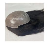 Perruque de couverture de calvitie pour hommes 14-16 pouces Straight Topper Durable Full Pu Skin Wigs Système de remplacement de cheveux humains vierges 7x9 "Straight Wigs 120% Density Men's Toupee Pe