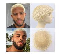 Perruque de Couverture de Calvitie Pour Hommes Afro Kinky Curly Hair Toupee for hommes noirs 8 "x 10" Full Lace Base Human Hair System # 613 Blonde 6mm Curly Mens Toupee 6 Inch Men's Toupee Perruque C