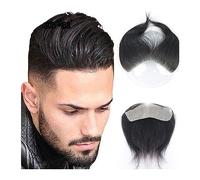 Perruque de couverture de calvitie pour hommes Cheveux raides Toupet for homme V-Style Frontal Hairline for homme 100% cheveux humains Remy 0,06 mm Peau ultra fine Base en polyuréthane Prothèse capil