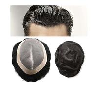 Perruque de couverture de calvitie pour hommes Fine Mono Mens Toupee 6 "Remy Hair Poly Skin Système de remplacement des cheveux 120% Densité Durable PU Monofilament Perruque Toupet for hommes Perruque
