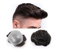 Perruque de Couverture de Calvitie Pour Hommes Toupet for homme 100% cheveux humains européens 0,03-0,04 mm postiche de peau ultra fine for hommes ligne de cheveux naturelle base complète en PU systèm