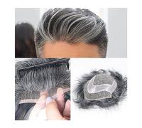 Perruque de Couverture de Calvitie Pour Hommes Toupet for homme en cheveux humains 20,3 x 25,4 cm Mono durable avec base en PU Toupet for homme # 1B Noir avec système de remplacement de cheveux for ho