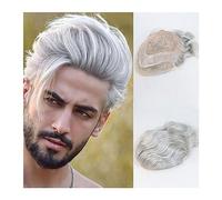 Perruque de Couverture de Calvitie Pour Hommes Toupet for homme en cheveux humains 20,3 x 25,4 cm Mono durable avec base en PU Toupet for homme # 1B Noir avec système de remplacement de cheveux for ho