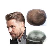 Perruque de Couverture de Calvitie Pour Hommes Toupet for homme en cheveux humains, super fine peau en polyuréthane 0,04 mm postiches naturelles 20,3 x 25,4 cm unités de prothèse capillaire masculine