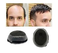 Perruque de couverture de calvitie pour hommes Toupet for homme Mono Lace avec PU autour et dentelle française à l'avant Toupet for homme 10 x 8 pouces Cheveux indiens de rechange postiche for homme,
