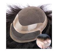 Perruque de couverture de calvitie pour hommes Toupet for homme Mono Top & NPU Périmètre et Lace Front Mens Toupee 6" Human Hair System Unit Natural Hairline # 1B Respirant Men's Toupee Perruque de vo