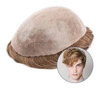 Perruque de couverture de calvitie pour hommes Toupet for hommes 0.12mm V-loop Pu Toupet de cheveux humains Hommes Perruques de vague durable for hommes Unité de système de remplacement de cheveux d'a