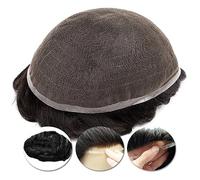 Perruque de couverture de calvitie pour hommes Toupet for hommes Respirant Full Lace Cheveux humains Postiche for hommes Base de dentelle française Système de remplacement de cheveux 30mm Prothèse de