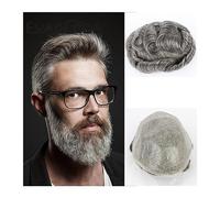 Perruque de couverture de calvitie Système européen de cheveux humains Postiche for hommes Peau mince PU avec cheveux gris Hommes Toupet Prothèse capillaire masculine Vague naturelle Toupee for hommes