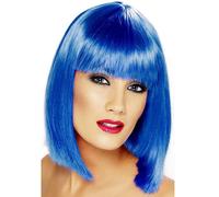 Perruque De Déguisement Adulte Smiffys Glam Blue Mi-Longue Avec Frange