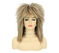 Perruque De Déguisement For Femmes, Gros Cheveux Blonds, À Bascule, Mulet, Punk Rock Rockstar, Cosplay, 16 Pouces Facile à Porter(A1)