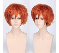 Perruque de déguisement pour Halloween, fête de Noël, perruque Cos Juvénile, anti-frisage, cheveux courts, couleur universelle, perruque pour homme Cosplay Anime Perruque Couleur : Pl-002-24#Orange