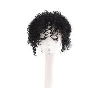 Perruque de dreadlock de 12,7 cm - 16 x 18 cm - Demi-perruque synthétique tressée à clipser pour cheveux clairsemés - Perruque afro bouclée (1B#)