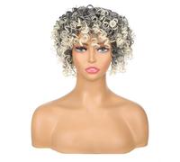 Perruque de dreadlock de 12,7 cm - 16 x 18 cm - Demi-perruque synthétique tressée à clipser pour cheveux clairsemés - Perruque afro bouclée (1BT613)