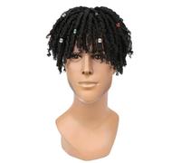 Perruque de dreadlock noire de 15,2 cm pour homme avec clips, tresses en fibre haute température