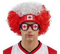 Perruque de fan de football 2026 et lunettes de soleil avec bandeau - Article de fan de football - Drapeaux de l'équipe nationale - Perruque afro - Perruque de clown amusante - Costume de carnaval