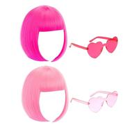 Perruque de fête avec bonnet et lunettes de soleil, perruque de cheveux courts pour cosplay, fête quotidienne, Halloween, St Patrick et cosplay (blanc)