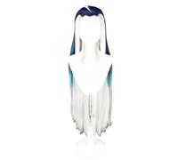 Perruque de jeu cosplay blanc mélangé bleu marine perruque longue et raide résistante à la chaleur pour jeu de rôle cosplay spectacle