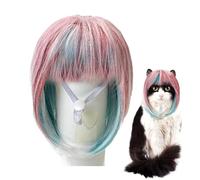Perruque de jeu de rôle pour chat - Perruque amusante pour chat - Bleu rose - Cosplay amusant - Photographie, voyage, Geting - Pour jeux de rôle en plein air, pour mascarade, Halloween