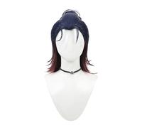 Perruque de jeu pour cosplay, bleu foncé, mélange marron et rouge, perruque courte et raide, perruque de cosplay, perruque de fête d'Halloween