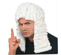 Perruque de juge bouclée blanche coloniale réaliste poudrée Gentleman avocat drôle Halloween Cosplay pour enfants et adultes, fêtes costumées, cosplay et fêtes d'Halloween..