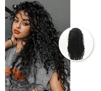 Perruque de luxe bouclés - perruques - postiche avec filet - postiche - extension de cheveux - cheveux bouclés - cheveux des femmes - noir