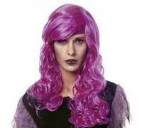 Perruque de mariée morte fuchsia pour adulte en fibre synthétique