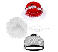 Perruque de Noël blanche pour femme, accessoire de costume, chapeau, lunettes, filet à cheveux pour cosplay, fête