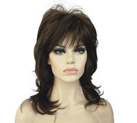 Perruque de perruque en couches hirsutes de la perruque f minine avec une bangs de cheveux Perruque de cheveux synth tique premium pour les femme