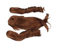 Perruque de Poupée 22-23 Cm en Soie Douce, Maille Cheveux Bruts Queue de Cheval Longue Pince à Bouche de Tigre Fabrication de Poupée (Fraise Or)