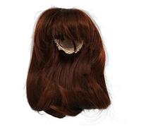 Perruque de poupée articulée avec frange, perruque de remplacement de cheveux en soie haute température pour poupées de 1/6 à 17cm, simulation de cuir chevelu, bricolage, 15.5 (Marron foncé)
