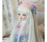 Perruque de poupée BJD Perruques Longues et Droites pour 1/3 1/4 1/6 BJD SD DOD Pullip Accessoires de poupée (Perruques Uniquement) (Light Gold,Head Circumference 21-22.5cm)