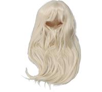 Perruque de poupée de coton à long bouclés à haute température doux cheveux en peluche de soie pour 35-39 cm de tour de tête lait or