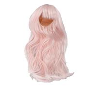 Perruque de poupée en coton, cheveux longs en soie à haute température, perruque moelleuse douce, fibre synthétique de polyvalence pour les poupées (Rose clair)