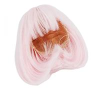 Perruque de Poupée en Fiber Douce, Longueur D'épaule, Frange Droite, 1/3 BJD, Perruque Habillée, Fournitures de Fabrication de Poupée pour BJD de 21~24cm (Rose)