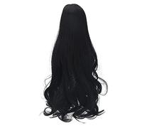 Perruque de poupée ,longue bouclée noire naturelle 1/3 perruque de poupée Simulation cuir chevelu haute température treillis métallique haute élasticité pour faire des marionnettes