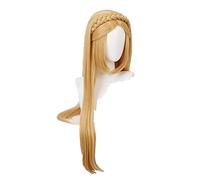 Perruque de princesse pour femme - 80 cm - Blond doré - Tresse - Perruque synthétique résistante à la chaleur + bonnet de perruque