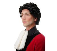 Perruque de Qualité Homme Baroque Noble Lord Court Boucles Noir