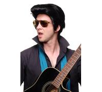 WIG ME UP - Perruque de qualité homme Rockabilly belles rouflaquettes noires années 50 Rock'n'Roll F331A-1B