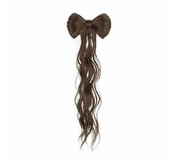 Perruque de queue de cheval à moitié nouée avec nœud papillon pour femme avec pince à cheveux bouclés pour tête de cheval pour chignon et tresse ondulée, tresses de Pâques avec strass sur le côté